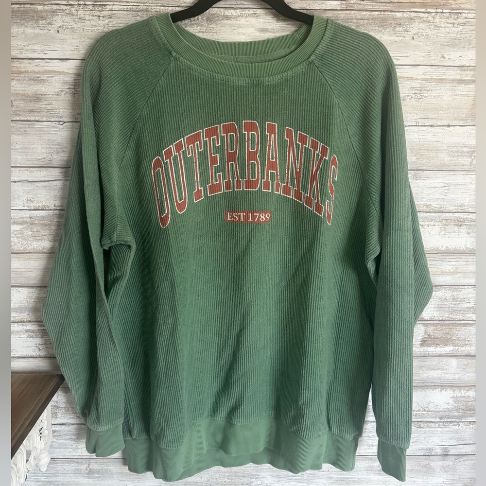 Altar'd State OUTERBANKS Green Crewneck Sweater